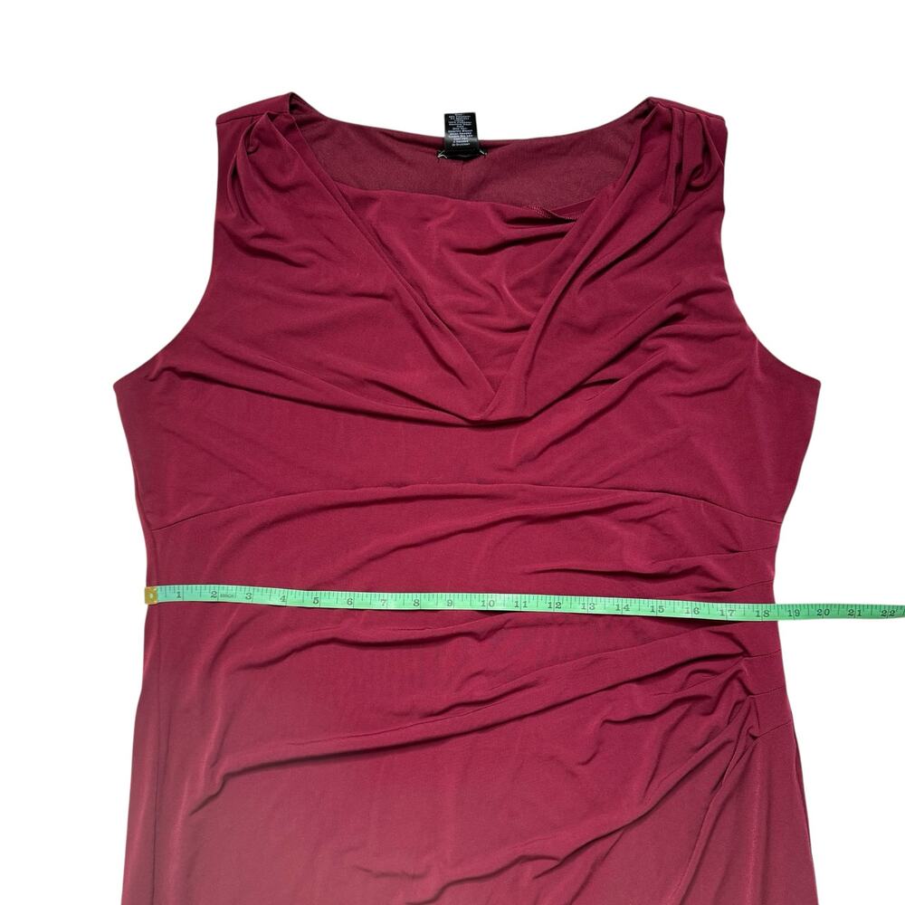 ANN TAYLOR Jersey Draped Sleeveless Dress in Garnet Red Size 16 Womens Career - Picture 9 of 10